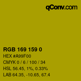カラーコード: RGB 169 159 0 | qconv.com