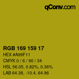 Code couleur: RGB 169 159 17 | qconv.com