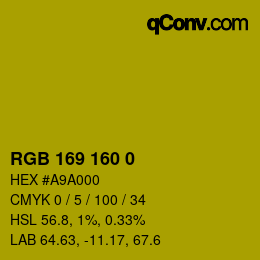 Color code: RGB 169 160 0 | qconv.com