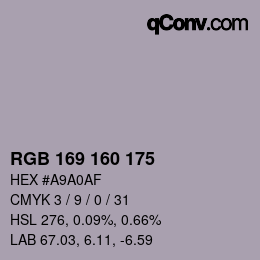 Color code: RGB 169 160 175 | qconv.com