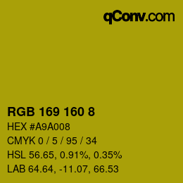 カラーコード: RGB 169 160 8 | qconv.com