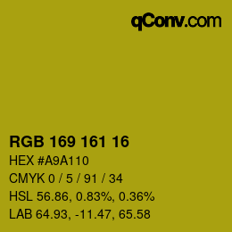 Color code: RGB 169 161 16 | qconv.com