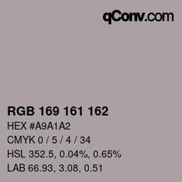 Color code: RGB 169 161 162 | qconv.com