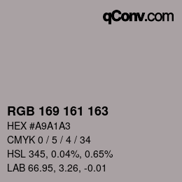 カラーコード: RGB 169 161 163 | qconv.com