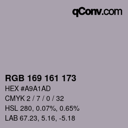 Código de color: RGB 169 161 173 | qconv.com
