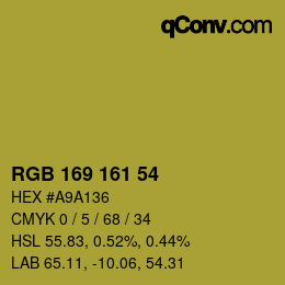 Color code: RGB 169 161 54 | qconv.com