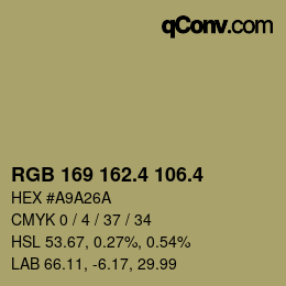 カラーコード: RGB 169 162.4 106.4 | qconv.com