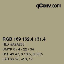 カラーコード: RGB 169 162.4 131.4 | qconv.com