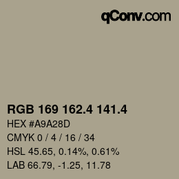 カラーコード: RGB 169 162.4 141.4 | qconv.com