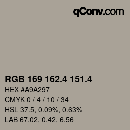 カラーコード: RGB 169 162.4 151.4 | qconv.com