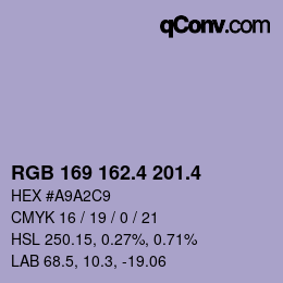 カラーコード: RGB 169 162.4 201.4 | qconv.com