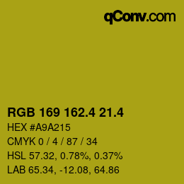 カラーコード: RGB 169 162.4 21.4 | qconv.com