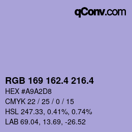 カラーコード: RGB 169 162.4 216.4 | qconv.com
