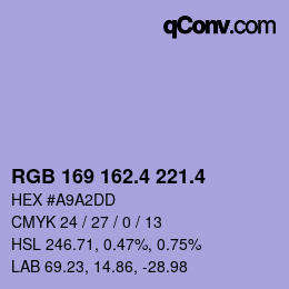 カラーコード: RGB 169 162.4 221.4 | qconv.com