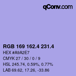 カラーコード: RGB 169 162.4 231.4 | qconv.com
