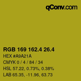 カラーコード: RGB 169 162.4 26.4 | qconv.com