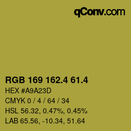カラーコード: RGB 169 162.4 61.4 | qconv.com