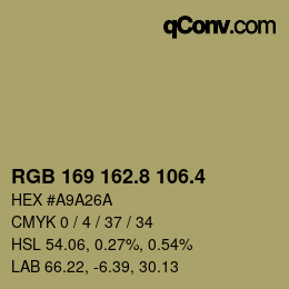 カラーコード: RGB 169 162.8 106.4 | qconv.com