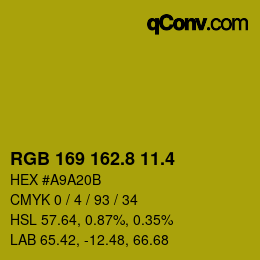 カラーコード: RGB 169 162.8 11.4 | qconv.com