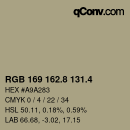 カラーコード: RGB 169 162.8 131.4 | qconv.com