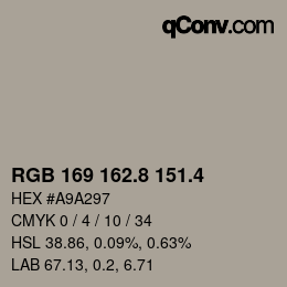 カラーコード: RGB 169 162.8 151.4 | qconv.com
