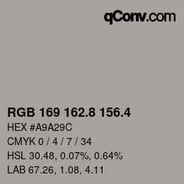 カラーコード: RGB 169 162.8 156.4 | qconv.com