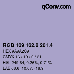 カラーコード: RGB 169 162.8 201.4 | qconv.com