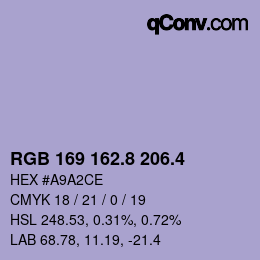 カラーコード: RGB 169 162.8 206.4 | qconv.com