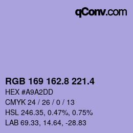 カラーコード: RGB 169 162.8 221.4 | qconv.com