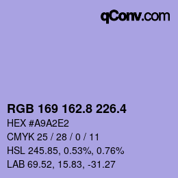 カラーコード: RGB 169 162.8 226.4 | qconv.com