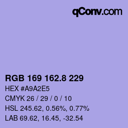 カラーコード: RGB 169 162.8 229 | qconv.com