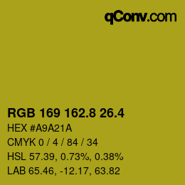 カラーコード: RGB 169 162.8 26.4 | qconv.com