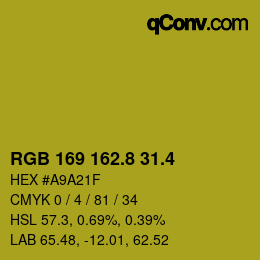カラーコード: RGB 169 162.8 31.4 | qconv.com