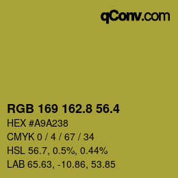 カラーコード: RGB 169 162.8 56.4 | qconv.com