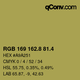 カラーコード: RGB 169 162.8 81.4 | qconv.com