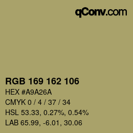 Color code: RGB 169 162 106 | qconv.com