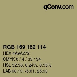 カラーコード: RGB 169 162 114 | qconv.com