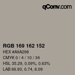 カラーコード: RGB 169 162 152 | qconv.com