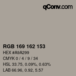 カラーコード: RGB 169 162 153 | qconv.com