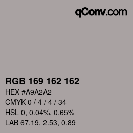 颜色代码: RGB 169 162 162 | qconv.com