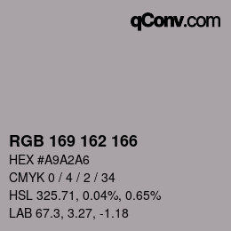 Color code: RGB 169 162 166 | qconv.com