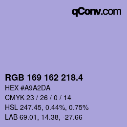 カラーコード: RGB 169 162 218.4 | qconv.com