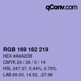 Color code: RGB 169 162 219 | qconv.com