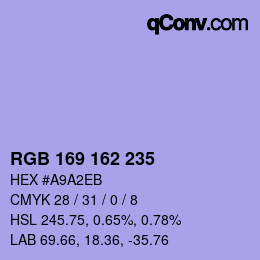 Color code: RGB 169 162 235 | qconv.com
