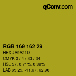 Color code: RGB 169 162 29 | qconv.com