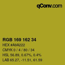 Color code: RGB 169 162 34 | qconv.com