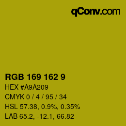 Color code: RGB 169 162 9 | qconv.com