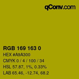 Color code: RGB 169 163 0 | qconv.com