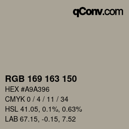 Color code: RGB 169 163 150 | qconv.com