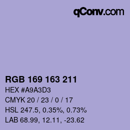 カラーコード: RGB 169 163 211 | qconv.com